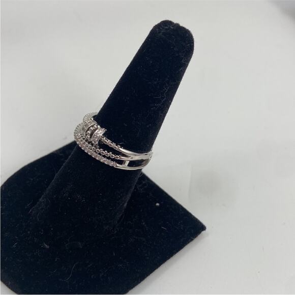 Sterling silver rhinestone encrusted fidget spinner ring size 8 - Picture 2 of 5